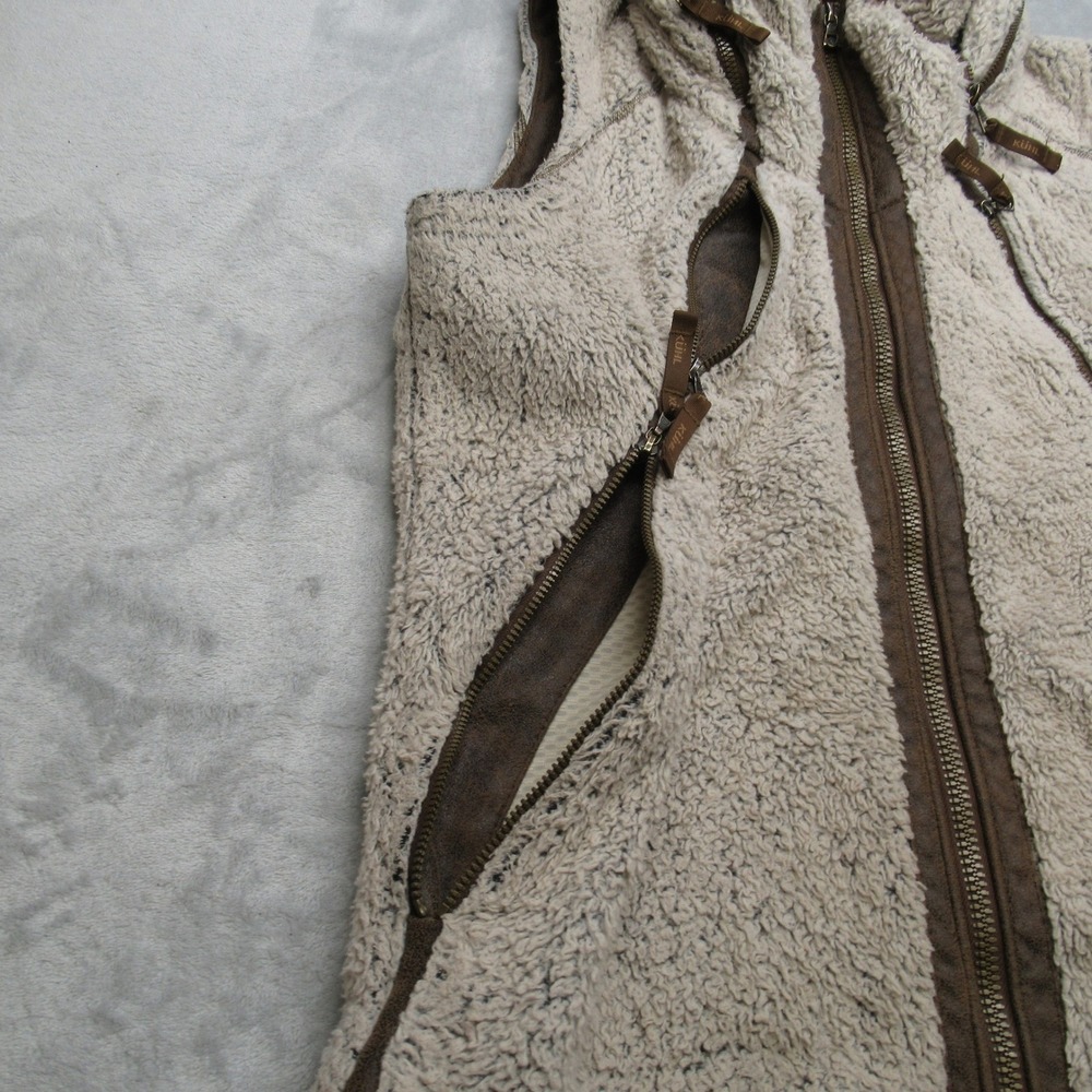 Kuhl Vest Women Small Brown Pockets Sherpa Shealing Flight Hooded Full Zip - Picture 6 of 14